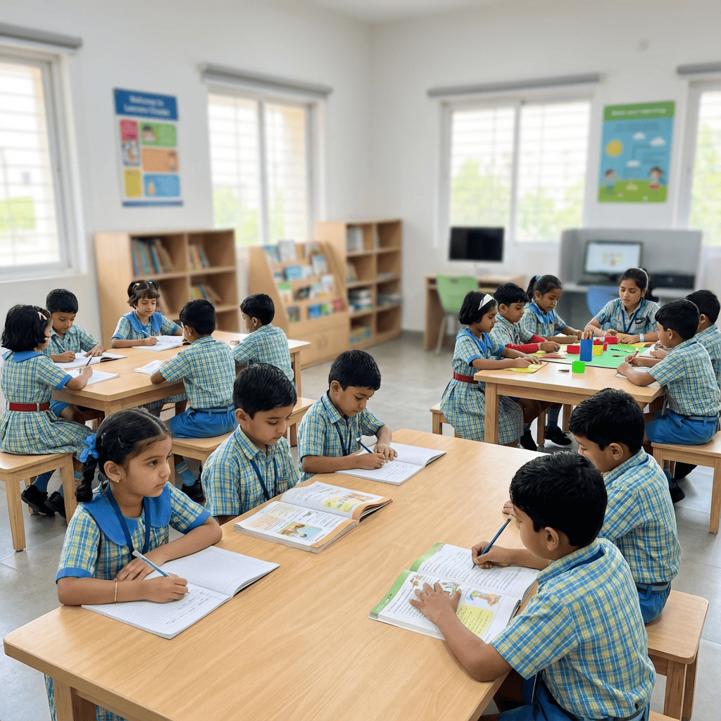 Students group studying